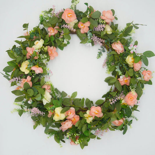 22" Poppy, Veronica Wreath Floral Living