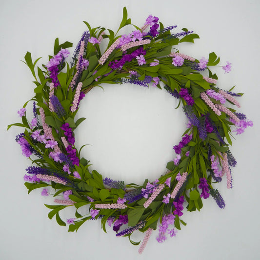 22" Lavender, Purple, Loosestrife, Speedwell Wreath Floral Living