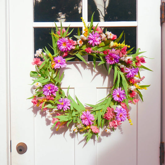 22" Spring Mixed Flower Wreath Floral Living