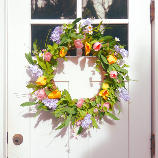22" Tulip, Lilac Wreath Floral Living