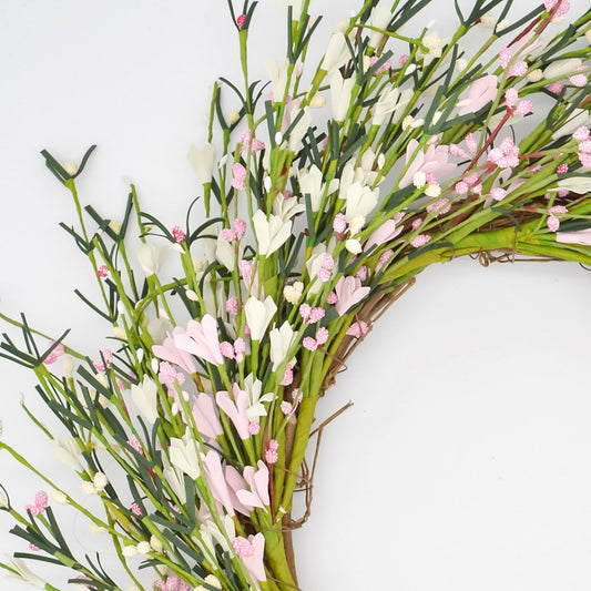 12" Cream Pink Buttercup Wreath