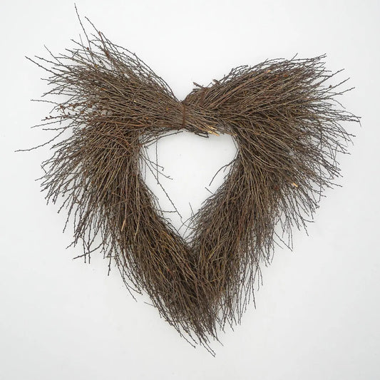 16" Pine Twig Heart Wreath Floral Living