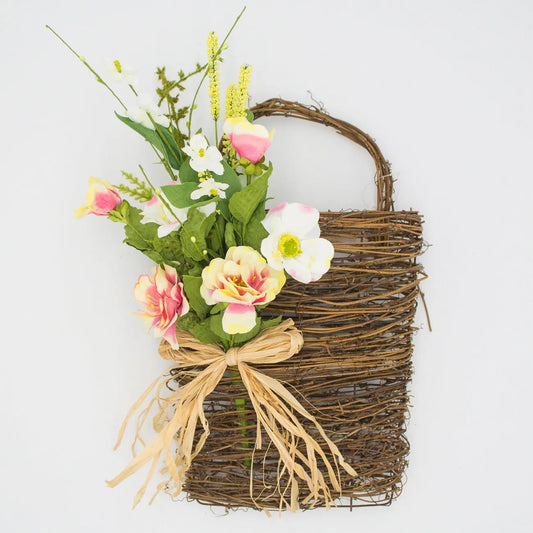 16" Wild Rose 3D Wall Basket Floral Living
