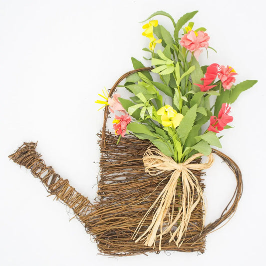 15" Peach Blossom Watering Can Floral Living