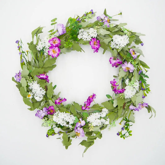 26" Lilac, Daisy Wreath Floral Living