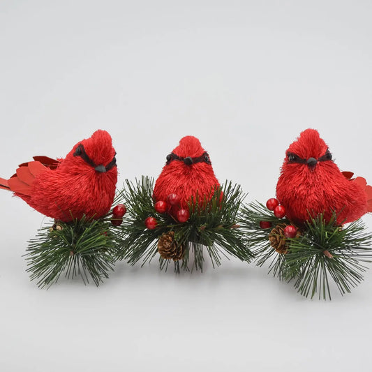5" Cardinal ornaments on clips set of 3 FloralLiving