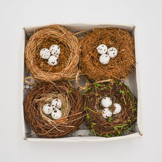 Set of 4 - 2.5" Nest Ornaments in gift box