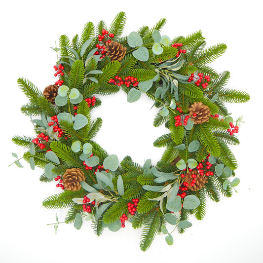 26" Fraser Fir, Eucalyptus, Berry Wreath