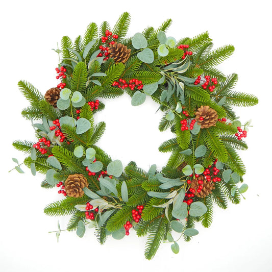 26" Fraser Fir, Eucalyptus, Berry Wreath Floral Living
