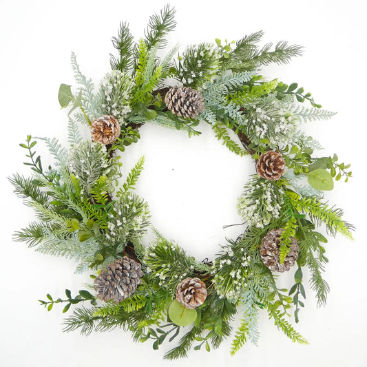 22" Icy Pine, Eucalyptus, Pinecone Floral Living
