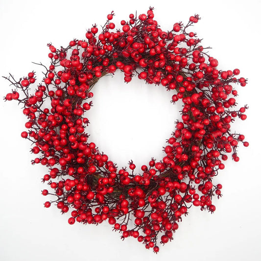 22" Red Wild Berry Wreath Floral Living