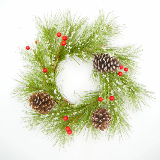22" Icy Pine Berry, Pine Cone Wreath Floral Living