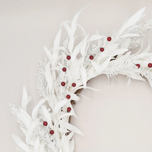 26" White Christmas Wreath Floral Living