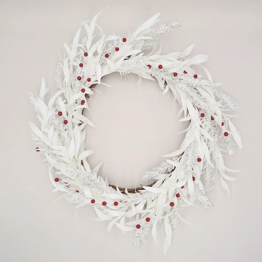 26" White Christmas Wreath Floral Living