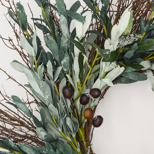 22" Christmas Olive Branch Wreath