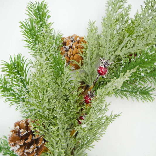22" Snowy Juniper, Pine, Berry Wreath Floral Living