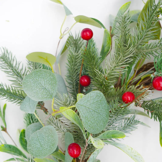 22" Lamb's Ear, Eucalyptus, Berry Wreath Floral Living