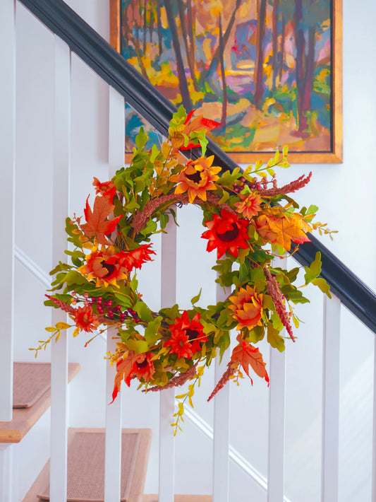 22" Sunflower Wreath Floral Living