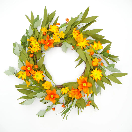 22" Mixed Daisy Wreath Floral Living