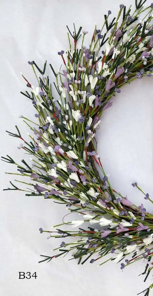 12" Lavender, Cream Buttercup Wreath FloralLiving