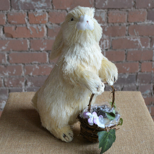 12" White Sisal Bunny with basket