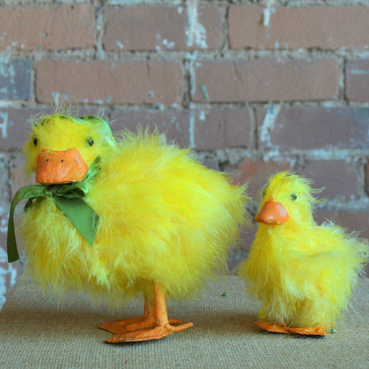 Green Bonnet Mother and Baby Duck set