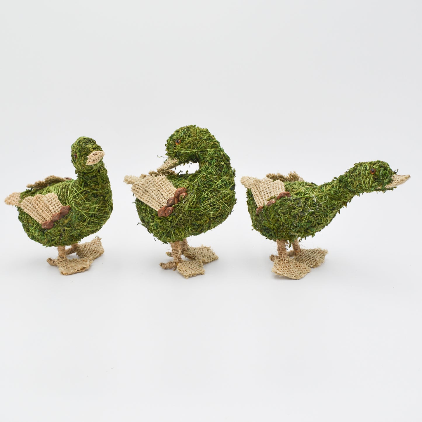 6" Green Jute Ducks Set