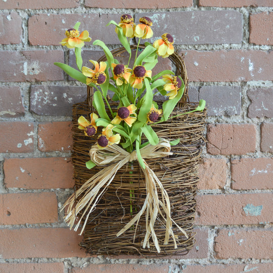 16" Yellow Cone Flower 3D Wall Basket