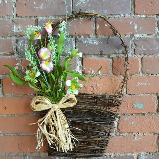 21" Pink Morning Glory Wall Basket