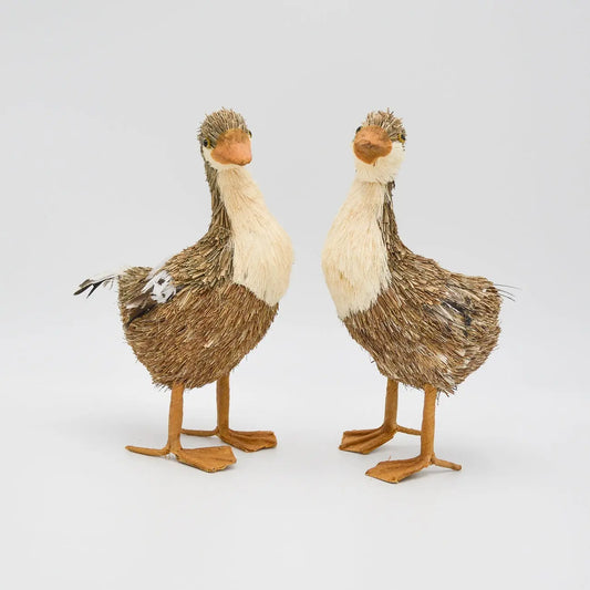 Set of 10" Sisal Geese Floral Living
