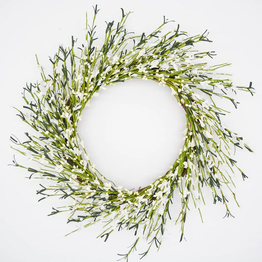 22" Cream White Buttercup Wreath FloralLiving