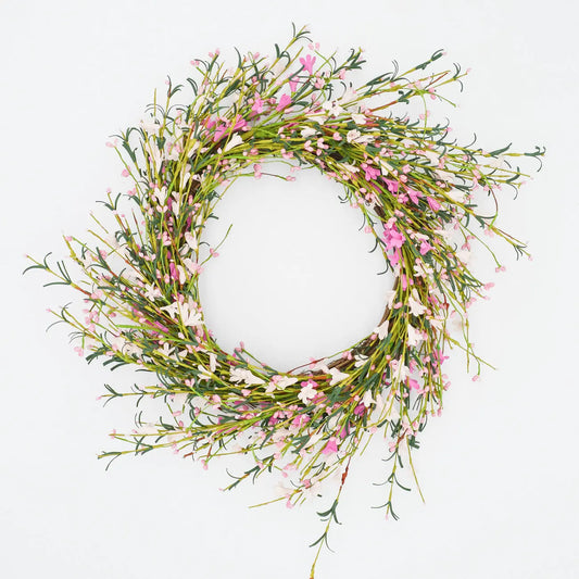 22" Two-Tone Pink Buttercup Wreath Floral Living