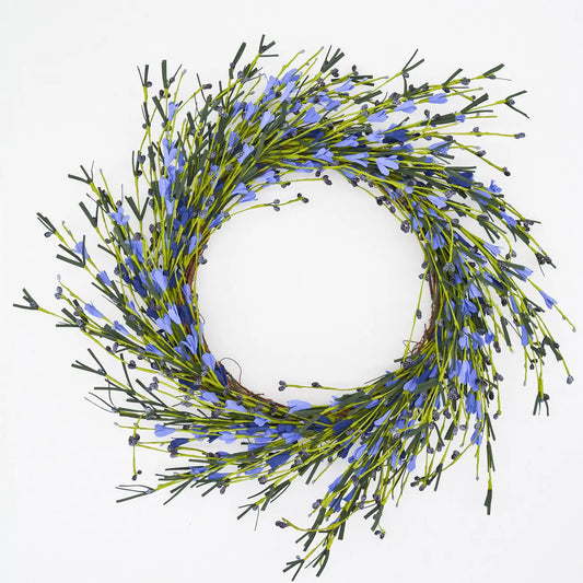 22" Periwinkle Buttercup Wreath Floral Living