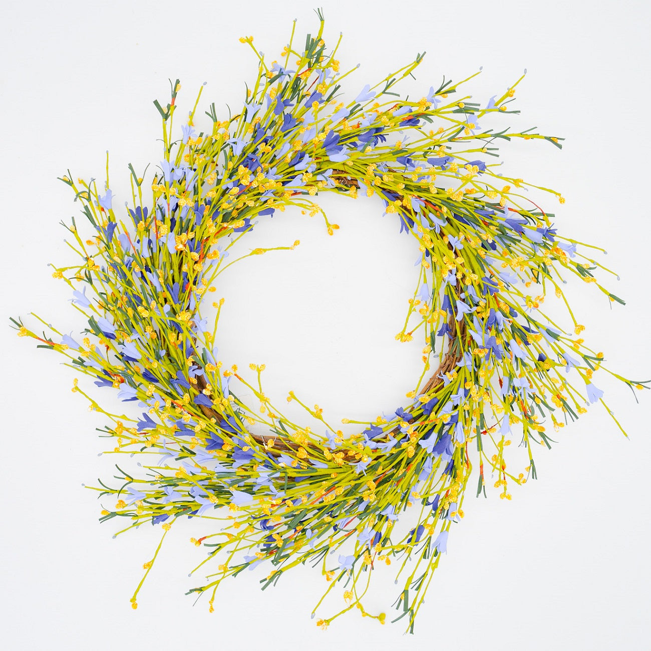 22" Periwinkle and Yellow Buttercup Wreath