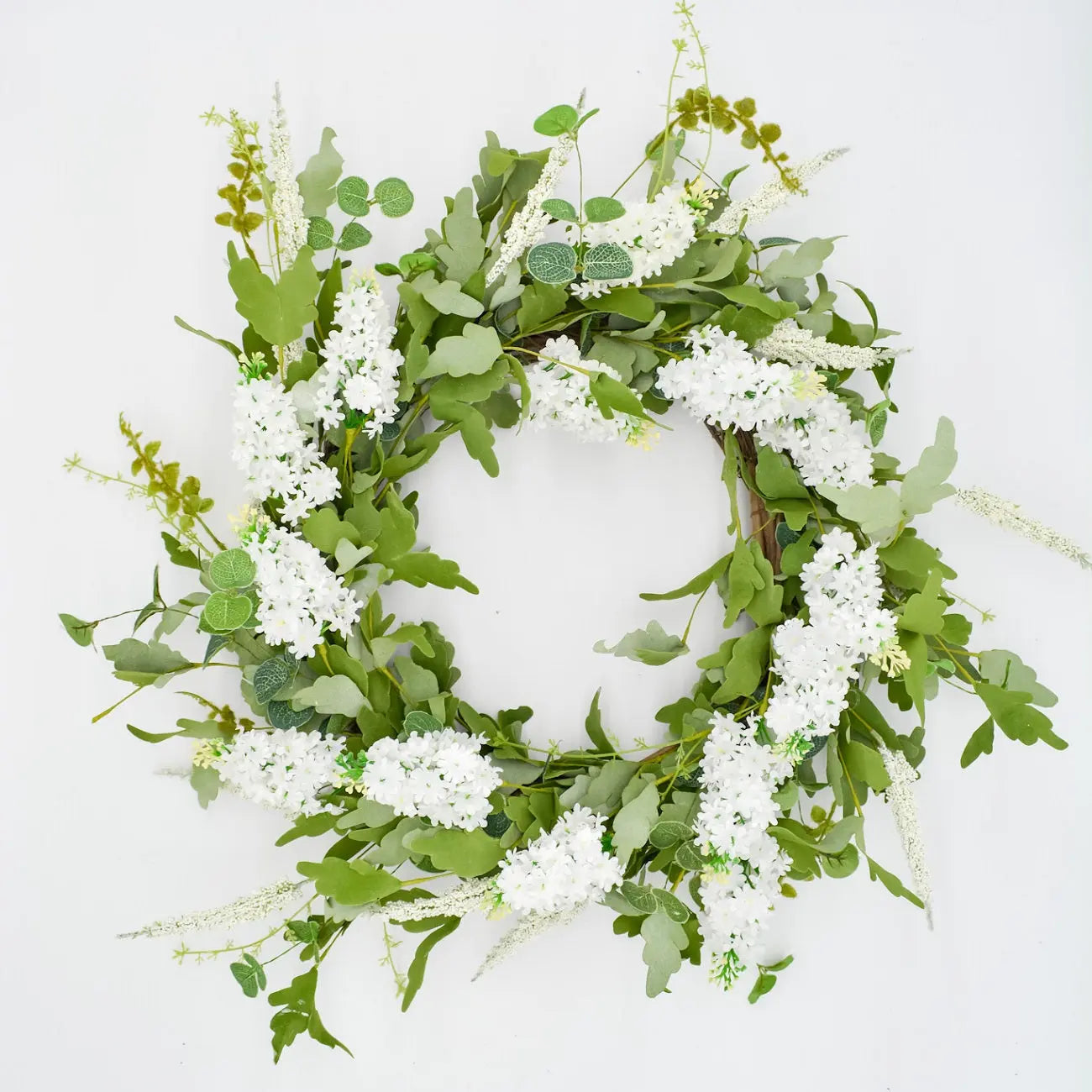 22" Cream, White Lilac Wreath FloralLiving