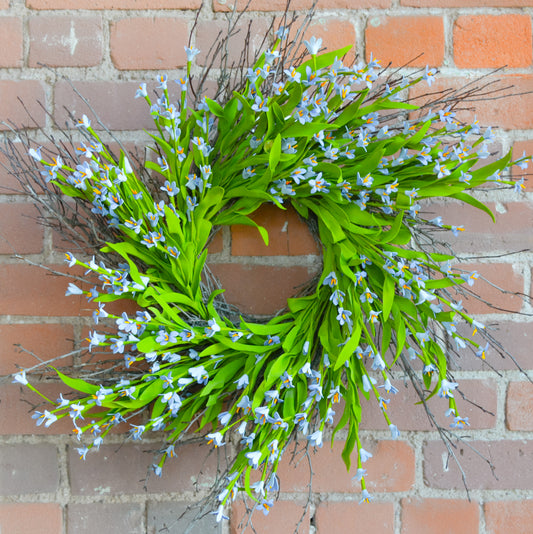 24" Forget-Me-Not Twig Wreath