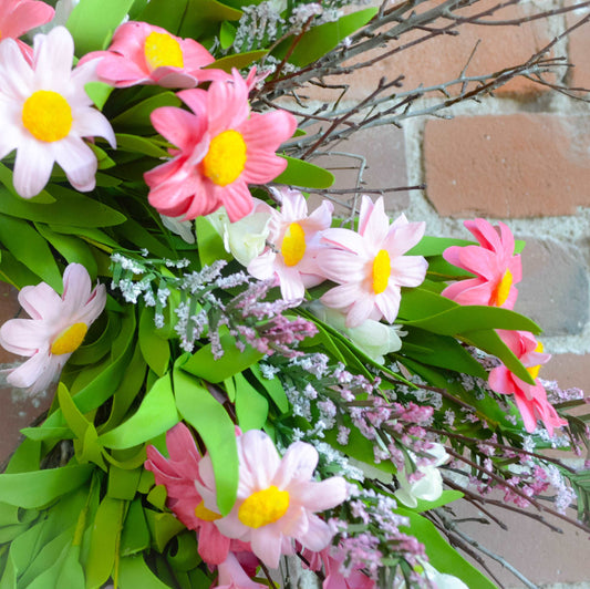 Larkspur Daisy Twig Wreath