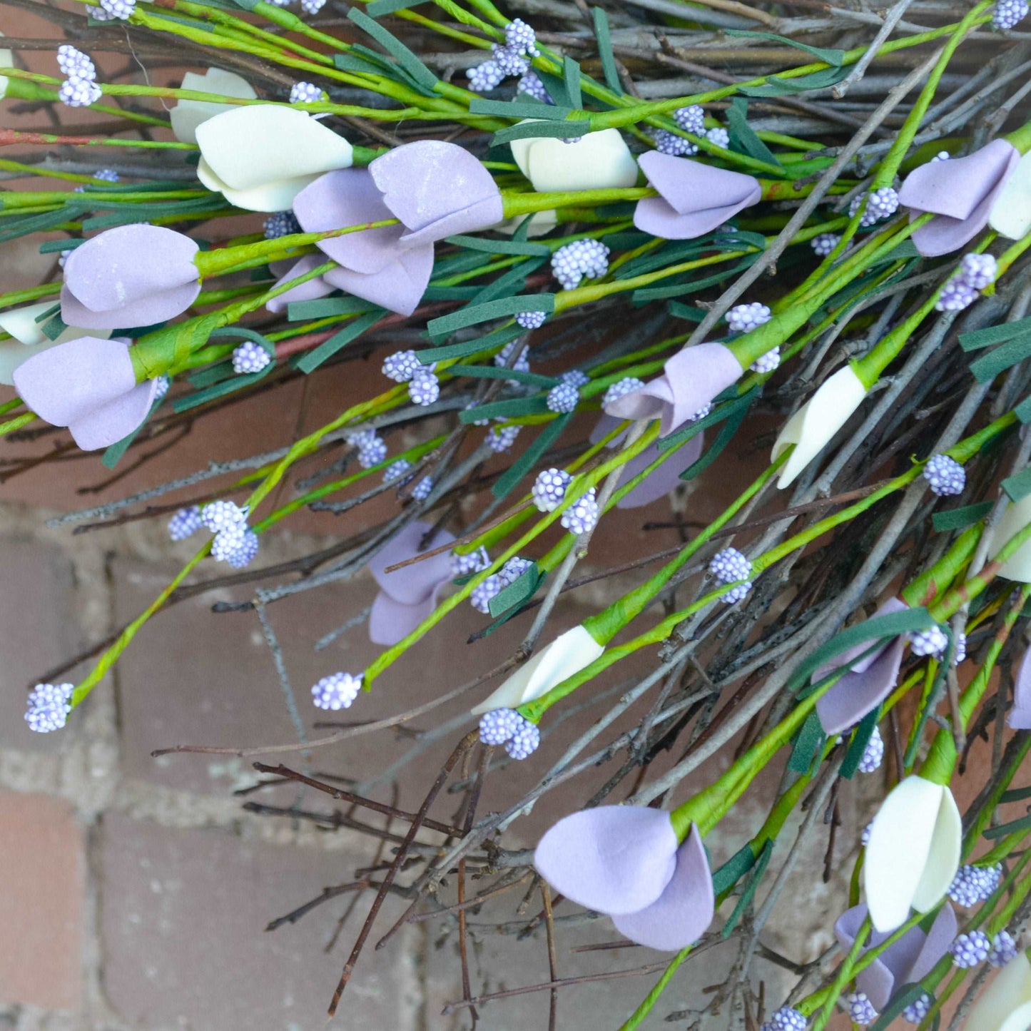Cream and Lavender Meadowlark Twig Wreath2