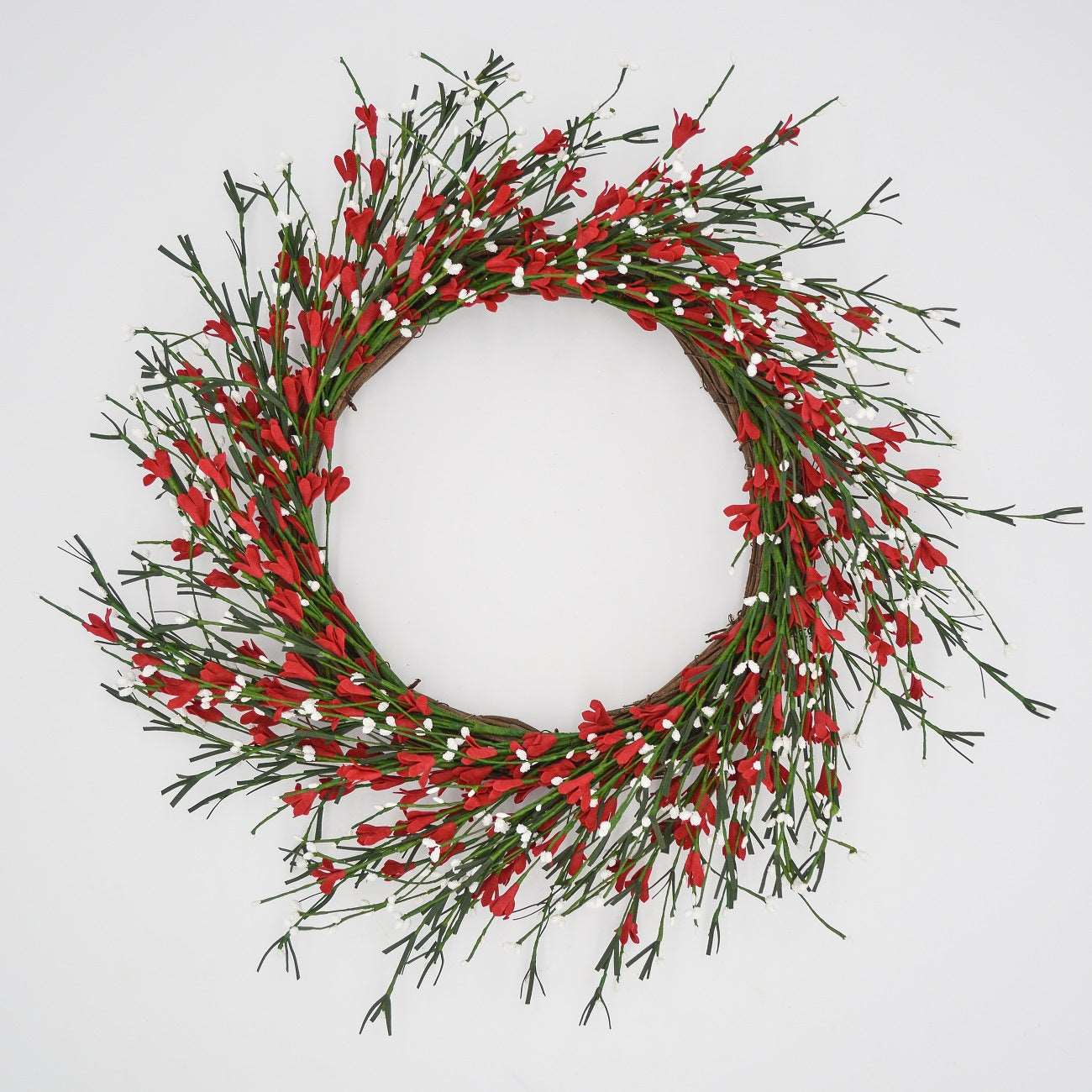 Red and White Buttercup Wreath